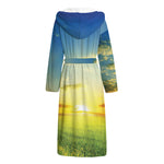 Sunrise Meadow Print Hooded Bathrobe