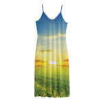 Sunrise Meadow Print Jersey Midi Cami Dress