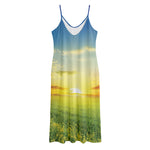 Sunrise Meadow Print Jersey Midi Cami Dress
