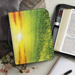 Sunrise Meadow Print Leather Bible Cover