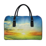 Sunrise Meadow Print Leather Duffle Bag