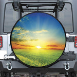 Sunrise Meadow Print Leather Spare Tire Cover