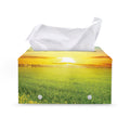 Sunrise Meadow Print Leather Tissue Box Cover