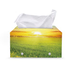 Sunrise Meadow Print Leather Tissue Box Cover