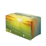 Sunrise Meadow Print Leather Tissue Box Cover
