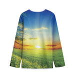 Sunrise Meadow Print Long Sleeve Short Coat