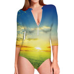 Sunrise Meadow Print Long Sleeve Swimsuit