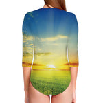 Sunrise Meadow Print Long Sleeve Swimsuit