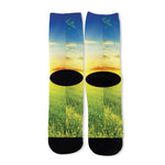Sunrise Meadow Print Long Socks