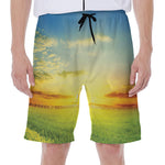 Sunrise Meadow Print Men's Beach Shorts