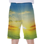 Sunrise Meadow Print Men's Beach Shorts