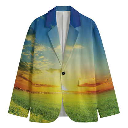 Sunrise Meadow Print Men's Blazer
