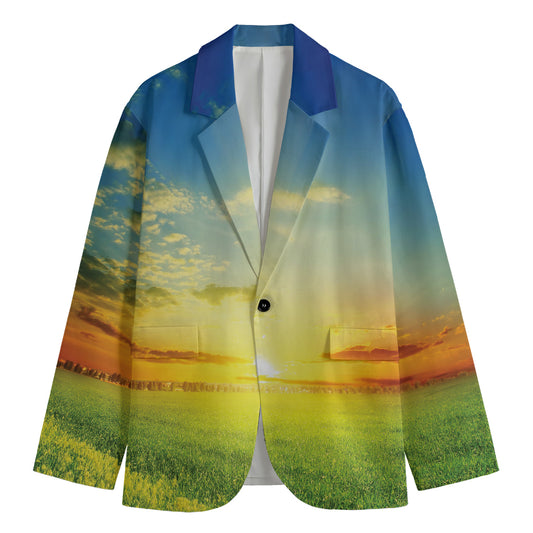 Sunrise Meadow Print Men's Blazer
