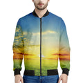 Sunrise Meadow Print Men's Bomber Jacket