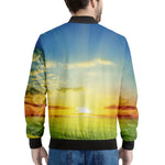 Sunrise Meadow Print Men's Bomber Jacket