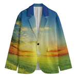 Sunrise Meadow Print Men's Cotton Blazer