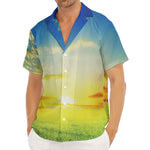 Sunrise Meadow Print Men's Deep V-Neck Shirt