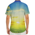 Sunrise Meadow Print Men's Deep V-Neck Shirt