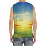 Sunrise Meadow Print Men's Fitness Tank Top