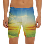 Sunrise Meadow Print Men's Long Boxer Briefs