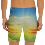 Sunrise Meadow Print Men's Long Boxer Briefs