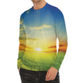 Sunrise Meadow Print Men's Long Sleeve Rash Guard