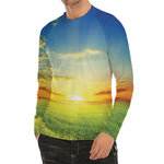 Sunrise Meadow Print Men's Long Sleeve Rash Guard