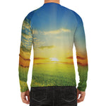 Sunrise Meadow Print Men's Long Sleeve Rash Guard
