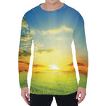 Sunrise Meadow Print Men's Long Sleeve T-Shirt