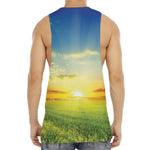 Sunrise Meadow Print Men's Muscle Tank Top