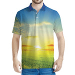 Sunrise Meadow Print Men's Polo Shirt