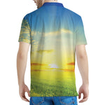 Sunrise Meadow Print Men's Polo Shirt