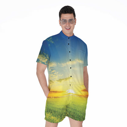 Sunrise Meadow Print Men's Rompers