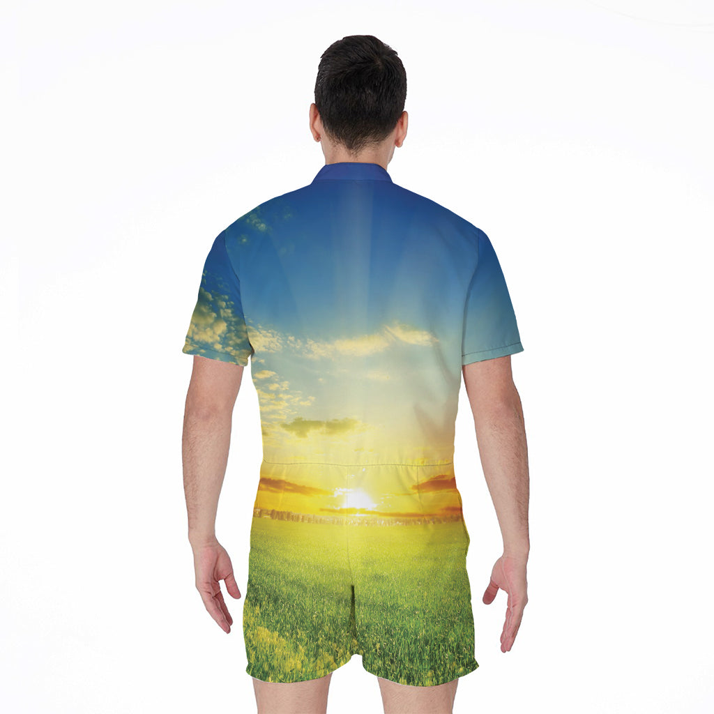 Sunrise Meadow Print Men's Rompers