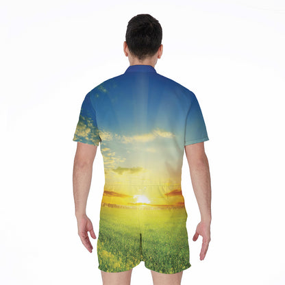 Sunrise Meadow Print Men's Rompers