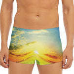 Sunrise Meadow Print Men's Short Boxer Briefs