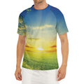 Sunrise Meadow Print Men's Short Sleeve Rash Guard