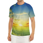 Sunrise Meadow Print Men's Short Sleeve Rash Guard