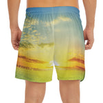 Sunrise Meadow Print Men's Split Running Shorts