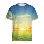 Sunrise Meadow Print Men's Sports T-Shirt