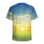 Sunrise Meadow Print Men's Sports T-Shirt