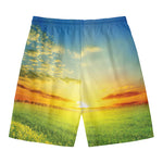 Sunrise Meadow Print Men's Swim Trunks