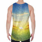 Sunrise Meadow Print Men's Velvet Tank Top