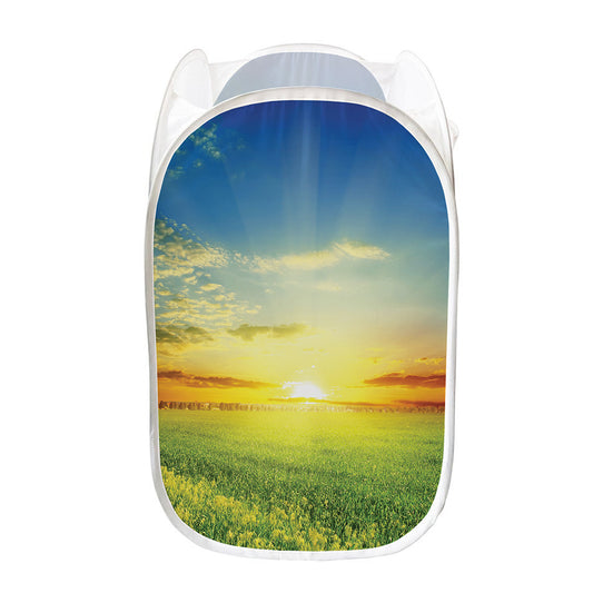 Sunrise Meadow Print Mesh Laundry Hamper