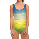 Sunrise Meadow Print One Piece Swimsuit