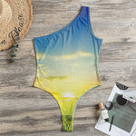 Sunrise Meadow Print One Shoulder Bodysuit