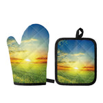 Sunrise Meadow Print Oven Mitt And Pot Holder Set