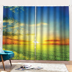 Sunrise Meadow Print Pencil Pleat Curtains