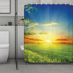 Sunrise Meadow Print Polyester Shower Curtain
