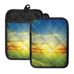 Sunrise Meadow Print Pot Holders With Pocket